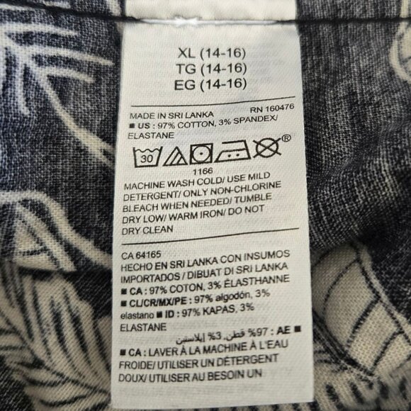 Old Navy Boys Black Tropical Skull Print Shirt Short Sleeve XL (14-16) - Picture 9 of 9